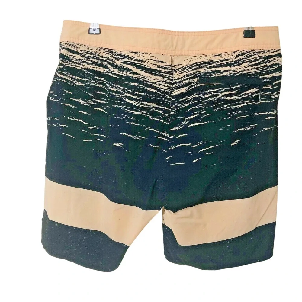 Vans Mens Board Shorts Swim Trunks Tag 31‎ 33 x 8.5 Black Nude Beachy Coastal